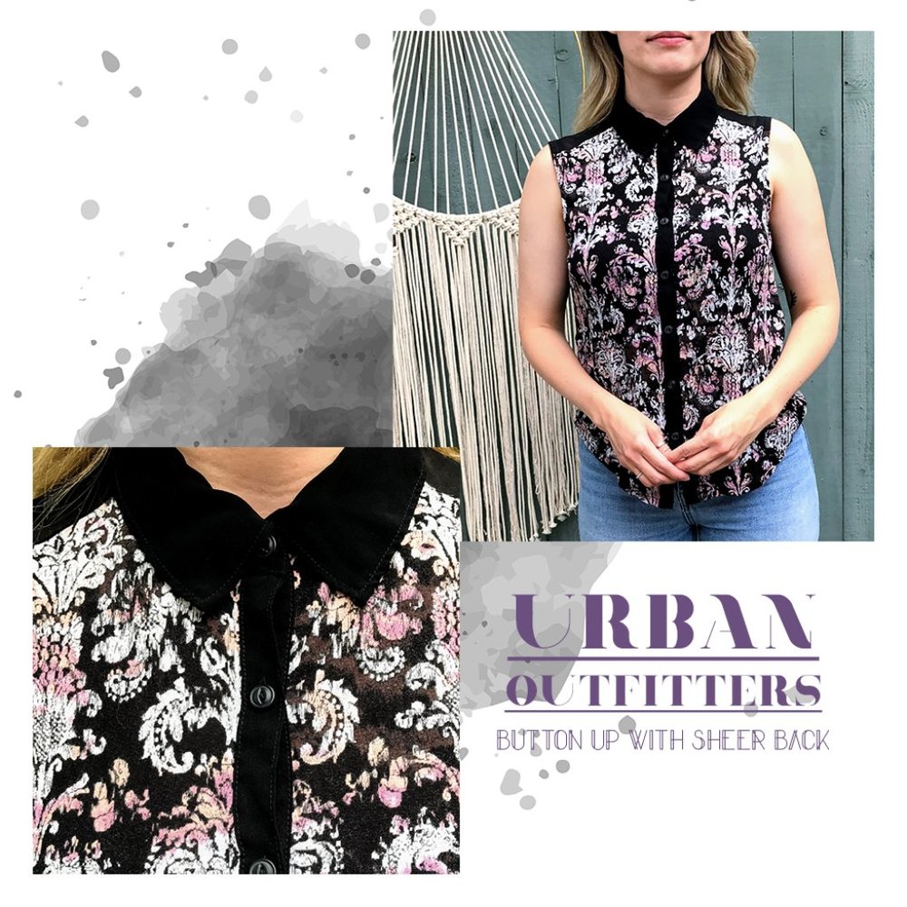 Urban Outfitters Button-Up Tank with Sheer Back